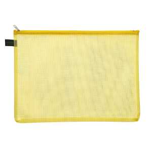 Reißverschluss-Beutel A4, mit Zip gelb, Folie gelb transparent,