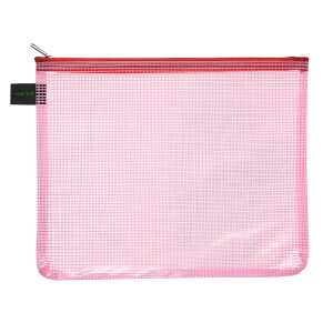 Reißverschluss-Beutel A5, mit Zip rot, Folie rot transparent,