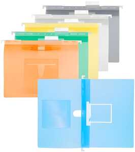 FSY PP-Hängehefter A4, U-Clip + Doppelheftzunge, 6er Set, farbig sort