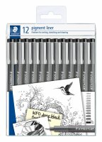 Staedtler pigment liner schwarz 12ST im Etui