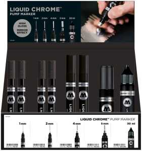 Molotow LIQUID CHROME IV Marker, Refill Sales Display