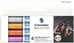 Schneider Metallicmarker 011 PI 2 mm Set 1 4er Etui, farbig sortiert