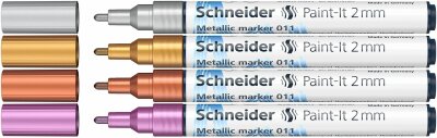 Schneider Metallicmarker Paint-It 011 2mm Karton-Etui Set1 4 Stück sortiert