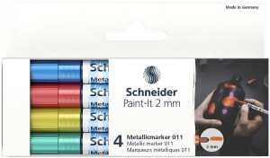 Schneider Metallicmarker 011 PI 2 mm Set 2 4er Etui, farbig sortiert