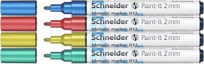 Schneider Metallicmarker Paint-It 011 2mm Karton-Etui Set2 4 Stück sortiert