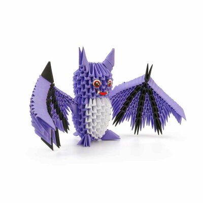 Origami 3D 501830 - 3D Origami Fledermaus - Schöne 3D Papierskulptur mit patentierten Bauteilen und verständlicher Bauanleitung, 542 Teile, 20x12x12cm, ab 8 Jahre