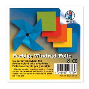 Ursus FARBIGE WINDRAD-FOLIE 9,8x9,8CM,20BL.5F.SORT.