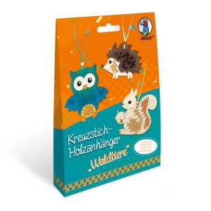 Ursus KREUZSTICH-HOLZANHAENGER "WALDTIERE"BASTELSET 3STK