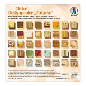Ursus GLITTER DESIGNPAPIER"AUTUMN"190GR.30,5X30,5CM 40BL