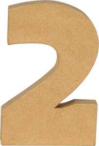 Pappmache Zahl 2 Kraft 20cm 3609510008864