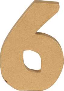 Pappmache Zahl 6 Kraft 20cm 3609510008901