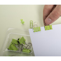 Exacompta Exacompta - Iderama 14853E - Set mit 58 Clips - bestehend aus 20 Pushpins, 30 Briefklammern Büroklammern und 8 doppelten Metallclips, alles in einem Kunststoffetui mit 3 Fächern - Anisgrün