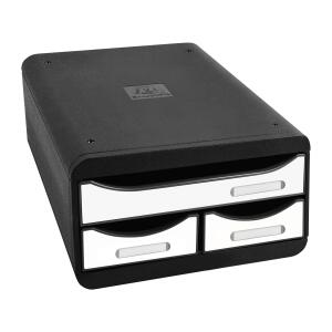 SMALL-BOX MINI 3 Schubladen 347 x 278 x 130 mm - Schwarz/Weiß glänzend