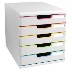 Schubladenbox mit 5 Schubladen für A4+ Dokumente weiß/arlequin/weiß