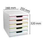 Schubladenbox mit 5 Schubladen für A4+ Dokumente weiß/arlequin/weiß