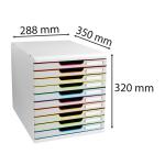 Schubladenbox 10 Schubladen für A4+ Unterlagen weiß/arlequin/weiß