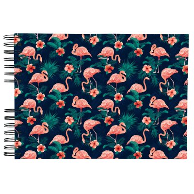 Exacompta Exacompta 16703E FLAMINGO Spiral-Fotoalbum 150 Fotos 50 weiße Seiten Format 32x22 cm glänzend beschichteter Einband pinker Flamingo-Druck FSC®-zertifiziert