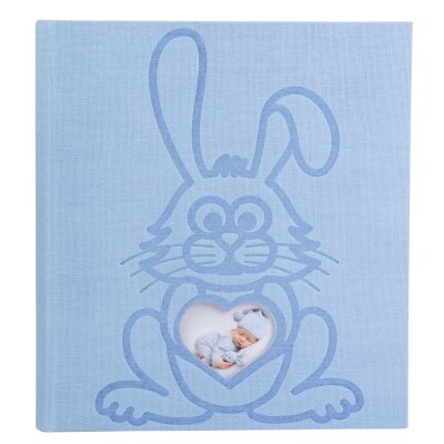 Exacompta Exacompta 16563E Fotoalbum TEDDY RABBIT 300 Fotos 10 x 15 cm 60 weiße Seiten mit Kristallblättern Format 29 x 32 cm blauer strukturierter Papiereinband Bi-Material-Effekt