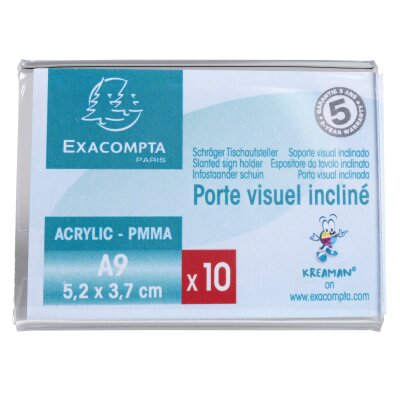 Exacompta Exacompta - 89058QD - 10 Stück Etikettenhalter zum Aufstellen - mit Kreaman einfach zu personalisieren - Maße 52 x 37 mm horizontal - A9-Format - Kristallfarben