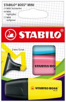 STABILO BOSS MINI 3er Etui gelb blau pink