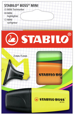 STABILO BOSS MINI 3er Etui gelb orange grün