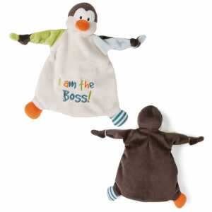 NICI 47133 Schmusetuch Pinguin I am The Boss 25x25cm, beige