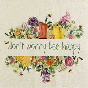 Motivserviette 33x33cm ECO HOME F. 242207 dont worry bee happy