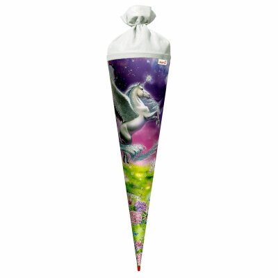 Motiv-Schultüte Magic Pegasus 70cm rund Rot(h)-Spitze Filzverschluss