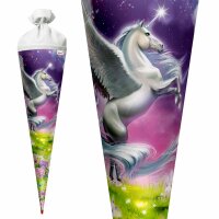 Motiv-Schultüte Magic Pegasus 70cm rund Rot(h)-Spitze Filzverschluss