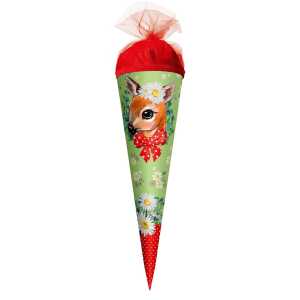 Motiv-Schultüte Reh 50cm rund Tüllverschluss