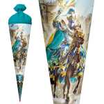 Motiv-Schultüte Ritter 70cm rund Rot(h)-Spitze Filzverschluss