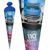 Roth Motiv-Schultüte, Polizei 110, 70cm, rund, Rot(h)-Spitze, Filzverschluss, Licht & Sound