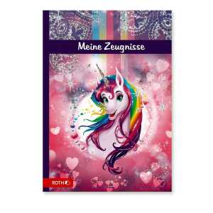 Roth Zeugnismappen mit Design und Effekt Einhornportrait