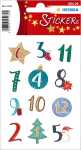 Adventskalenderzahlen Weihnachts-Symbole, beglimmert