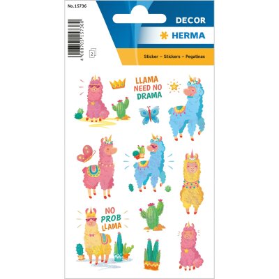 Herma DECOR Sticker LAMA -NO DRAMA-, BEGLIMMERT