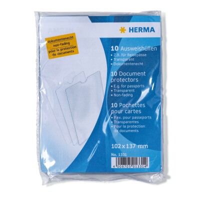 Herma Ausweishülle klappbar PP transparent 102 x 137 mm für z.B. Reisepässe 10 Stück