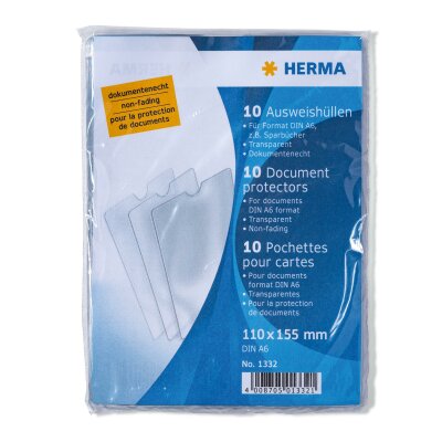 Herma Ausweishülle PP transparent 110 x 155 mm für Din A6 10 Stück