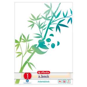 Herlitz Arbeitsblock A4/50 Blatt Liniert 01 GREENline Panda Blauer Eng