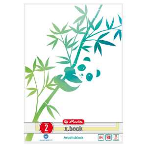 Herlitz Arbeitsblock A4/50 Blatt Liniert 02 GREENline Panda Blauer Eng