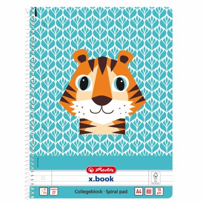 Herlitz Spiralblock A4 Lineatur 27 Cute Animals Tiger