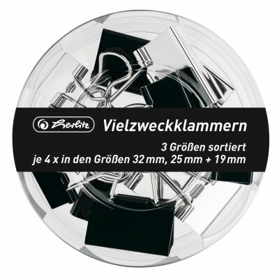 Herlitz Vielzweckklammern Just Black 3 Größen sortiert