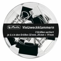 Herlitz Vielzweckklammern Just Black 3 Größen...