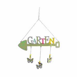 RIFFELMACHER Hängedeko Garten 30x10cm aus Holz grün, braun,