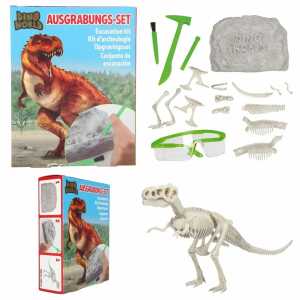Ausgrabungs-Set Dino World 18tg Schutzbri Ausgrabungswerkze Knochen