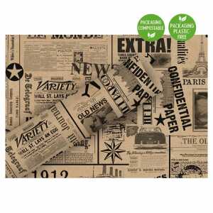 Geschenkpapier 70cmx2m News schwarz, Kraftpapier By nature