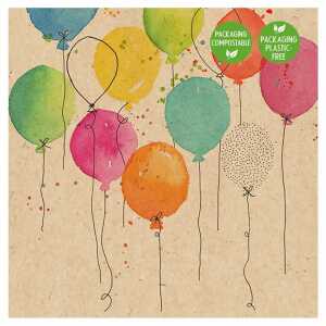 Servietten 33x33cm Ballon Party natur, 3-lagig, 20 Stück, Tissue