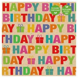 Servietten 33x33cm Colour Birthday natur, 3-lagig, 20 Stück, Tissue