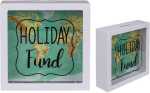 OOTB Weiße Spardose Holiday Fund Weltkarten-Design