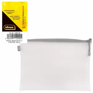 Reißverschlusstasche A4 Idena Mesh weiß, Maße: 33 x 24 x 2 cm,