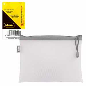 Reißverschlusstasche A5 Idena Mesh weiß, Maße: 23 x 17 x 2 cm,